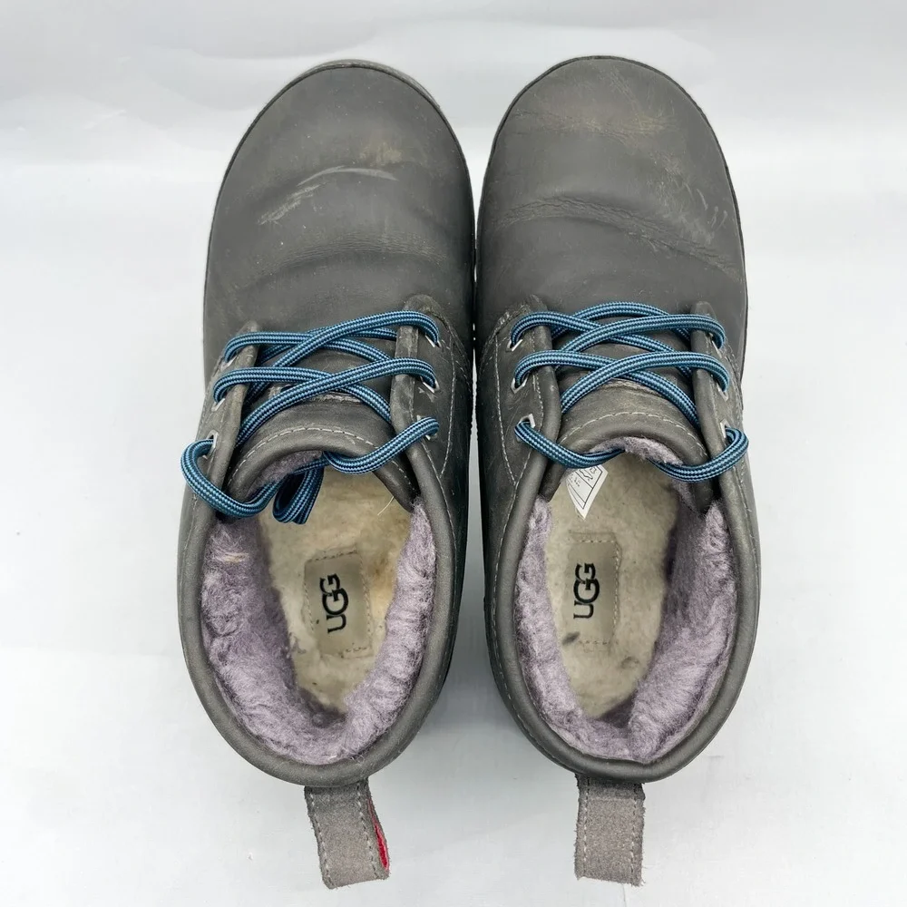 UGG Mens 8 Neumel Chukka Boots Waterproof Grey Leather Shearling Rugged Casual